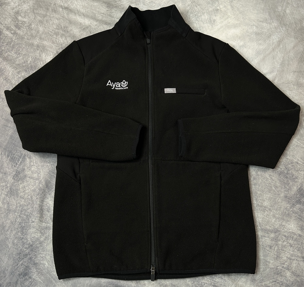 FIGS Jacket Womens Medium Black Fleece Full Zip WXXOW1007